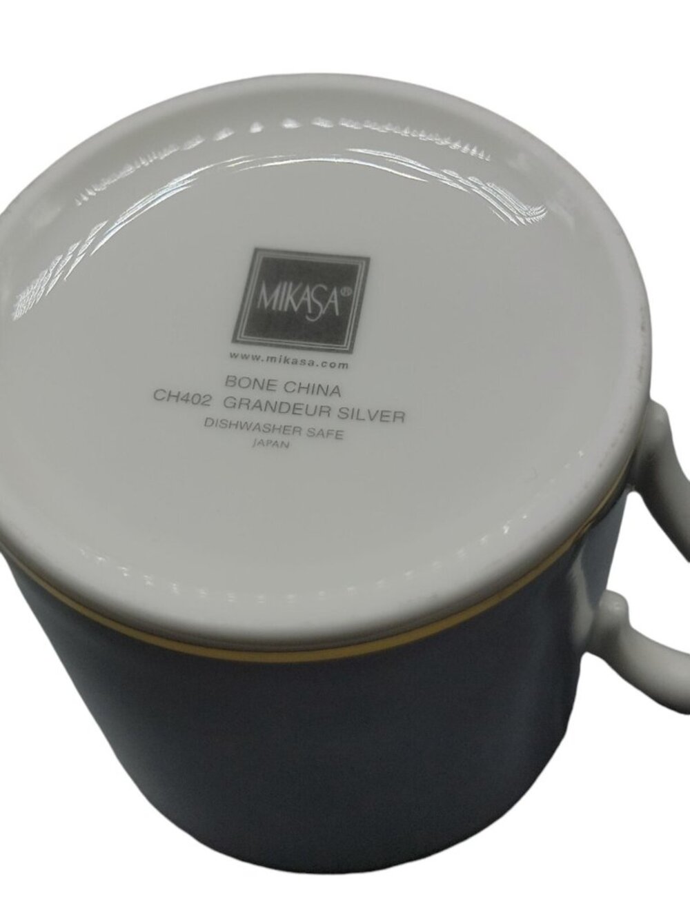 Mikasa Tea Cup Bone China Grandeur Silver CH402 Japan Gold Rim 3" Tall - Picture 13 of 13